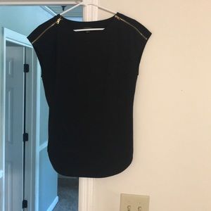 Ann Taylor black blouse with zipper details